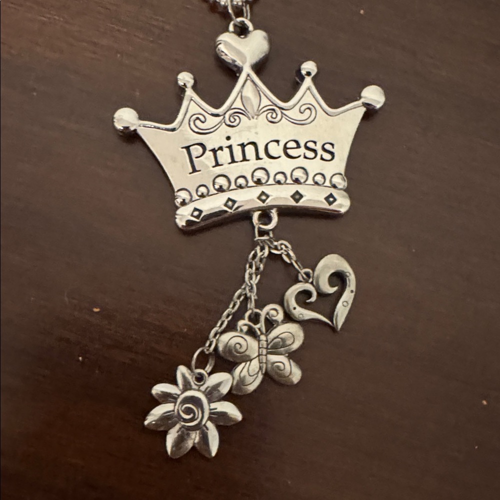 Silver Princess Crown Rear View Mirror Accessory / Keychain - Picture 5 of 5